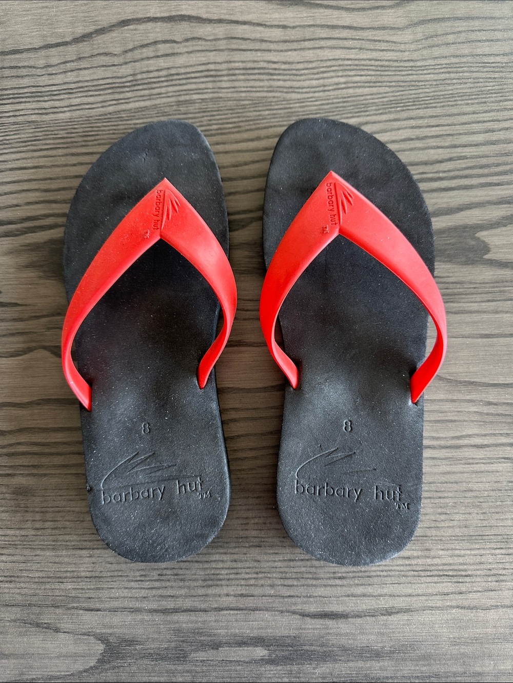 Women's Red Strap Black Footbed Flip Flop Sandals